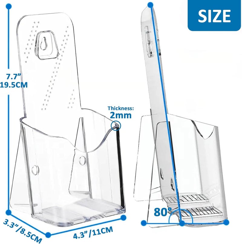 Argvey Acrylic Brochure Holder 4x9 Inch, Clear Pamphlet Holder Display Stand for Trifold 4 Inch Flyers, Booklets, Table Signs, Plastic Rack Card Holder for Office, Home, Store, 6 Pack - Image 5